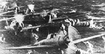 Cazas A6M disponiendose a despegar rumbo a Pearl Harbor