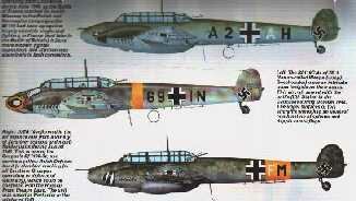 Diferentes versiones de camuflado del Bf-110 en los distintos frentes